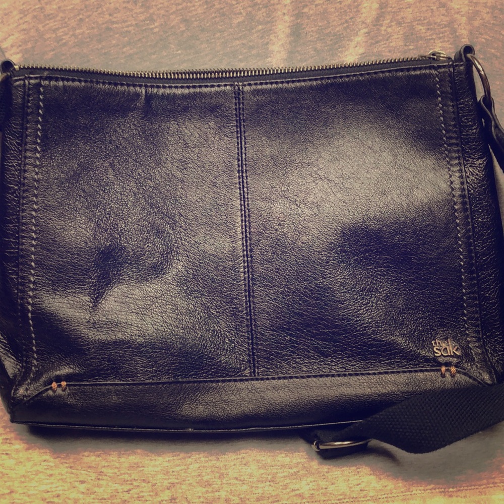 The Sak black leather crossbody bag.